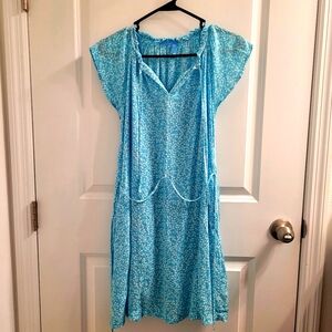 Draper James RSVP Sky Baby Blue White Floral Mini Picnic Dress w/ Pockets small